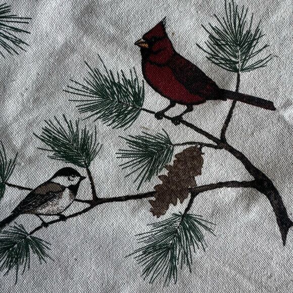 VTG L.L. Bean Firewood Log Holder Carrier Leather Handles Winter Cardinal & Pin - Picture 4 of 7